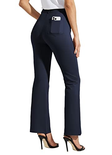 Willit 30" Women's Yoga Dress Pants Bootcut Stretch Work Slacks Office Business Casual Pants Belt Loops 4 Pockets Regular Navy Blue L - Image 2