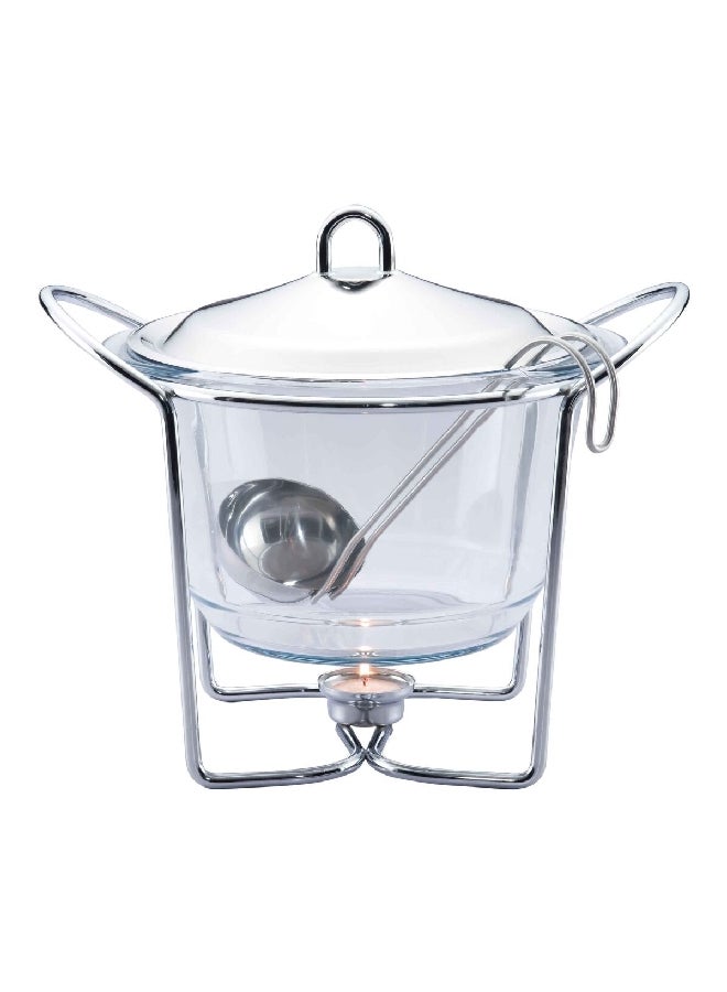 Bien Servi Round Soup Warmer with Ladle Clear and Silver 4 L K610 - Image 1