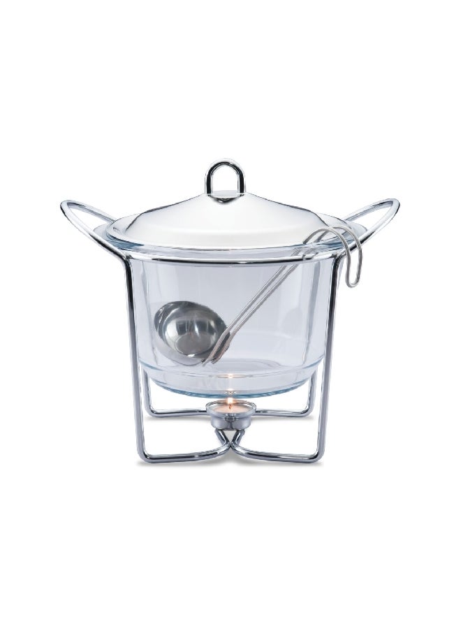 Bien Servi Round Soup Warmer with Ladle Clear and Silver 4 L K610 - Image 3