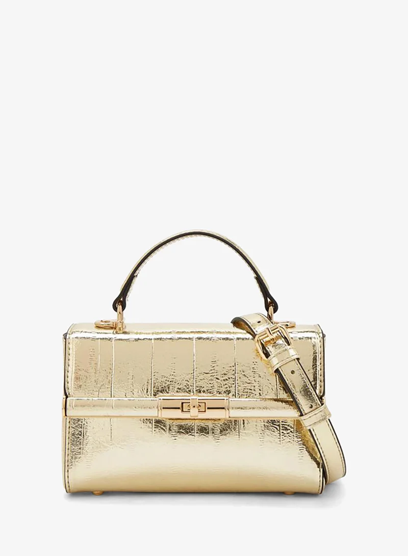 سيليست Metallic Satchel Bag With Twist Lock Closure
