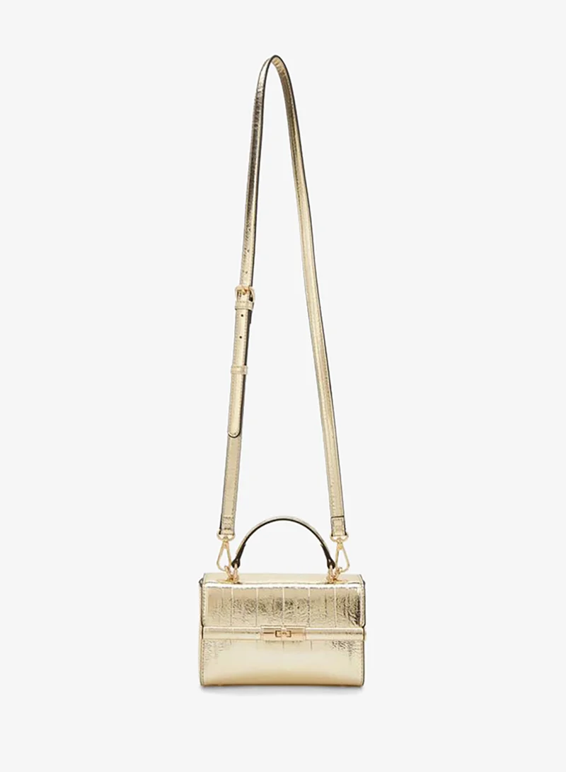 سيليست Metallic Satchel Bag With Twist Lock Closure