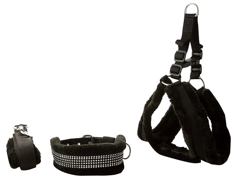 Skora Nylon Black Fur .75 inch Small Dog Harness|Dog Collar & Leash (Chest Size : 25-28 inch) - Image 2