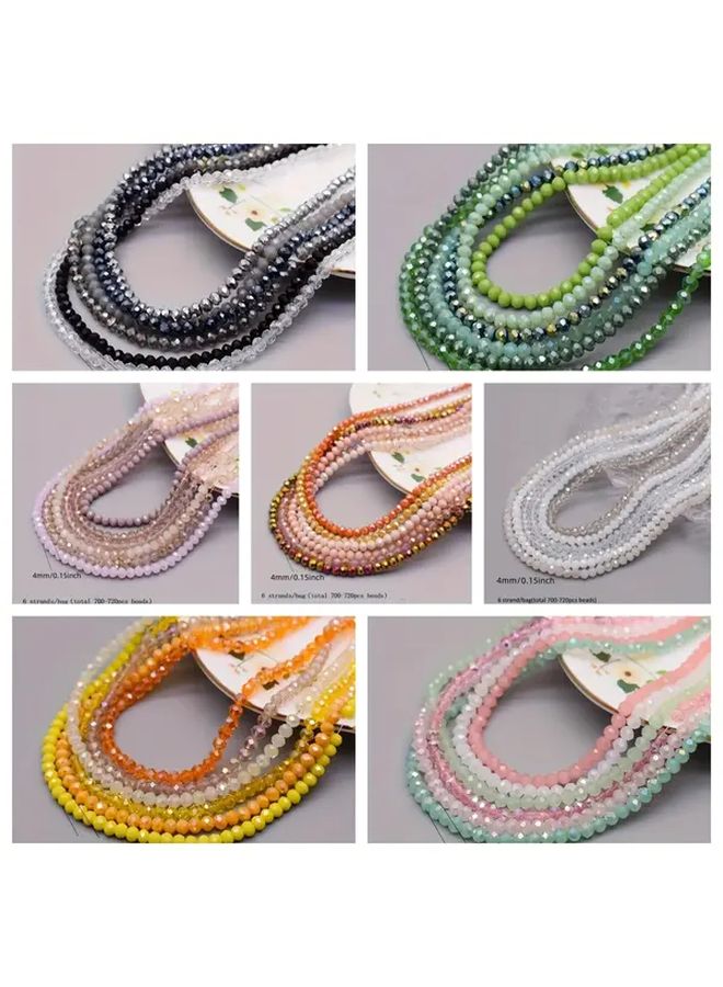 خرز زجاجي متعدد الجوانب 4 ملم 6 خيوط خرز فواصل لصنع المجوهرات تعويذات DIY - Image 1