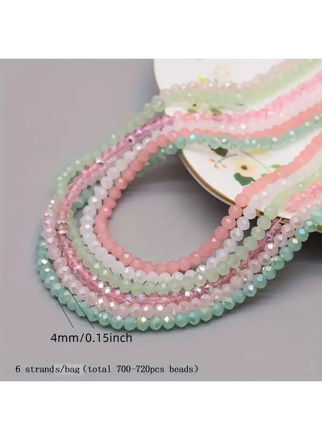 خرز زجاجي متعدد الجوانب 4 ملم 6 خيوط خرز فواصل لصنع المجوهرات تعويذات DIY - Image 5