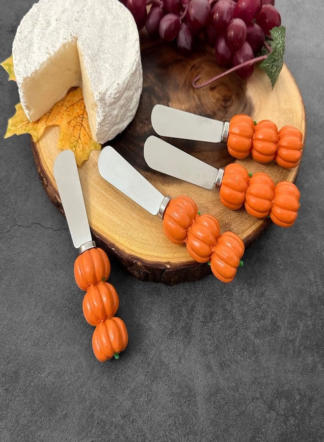 UP UPware Pumpkin Cheese Spreaders, Hand-Painted Resin Handles with Stainless Steel Blades for Spreading Cream Cheese, Butter, Jam, or Sandwich, Set of 4 - Image 5