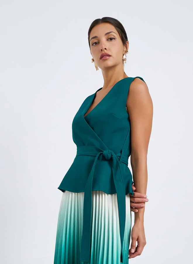 Styli Women Ombre Look Pleated A-Line Midi Dress