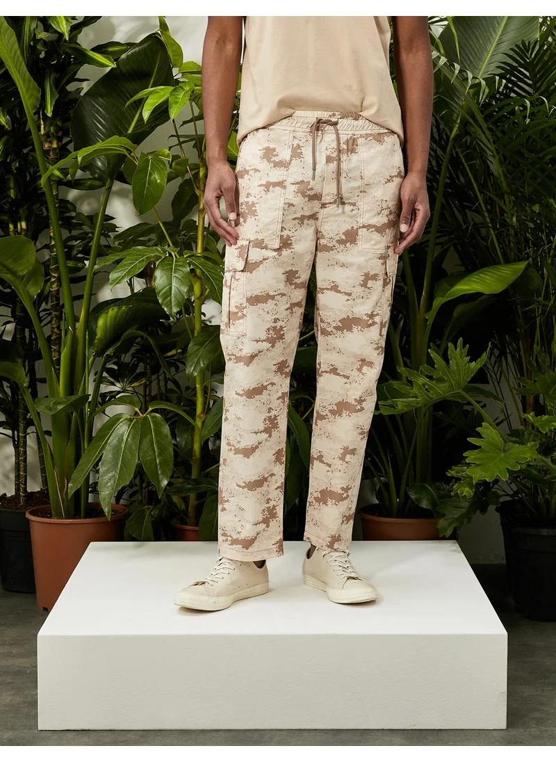 KOTON Cargo Trousers Camouflage Printed with Pocket Detail and Laced Waist