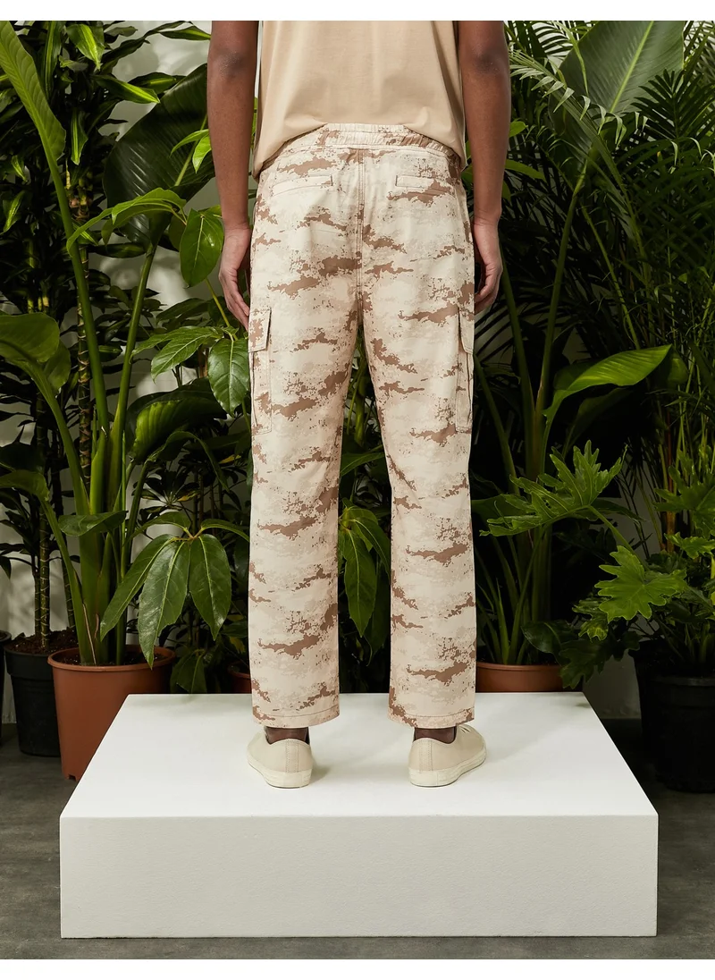 KOTON Cargo Trousers Camouflage Printed with Pocket Detail and Laced Waist