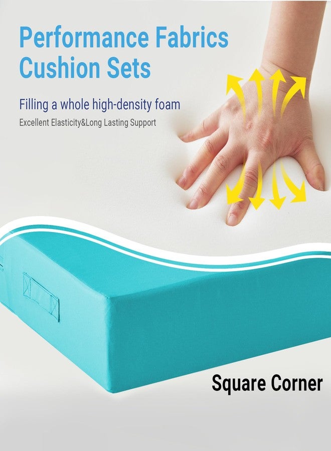 IPYNBAP Outdoor Cushions for Patio Furniture,Outdoor Seat Cushion Set 24 x 24 x 5.75 Inch,Waterproof & Fade Resistant Outdoor Chair Cushions,Deep Patio Chair Cushion with Removable Cover,Teal - Image 4