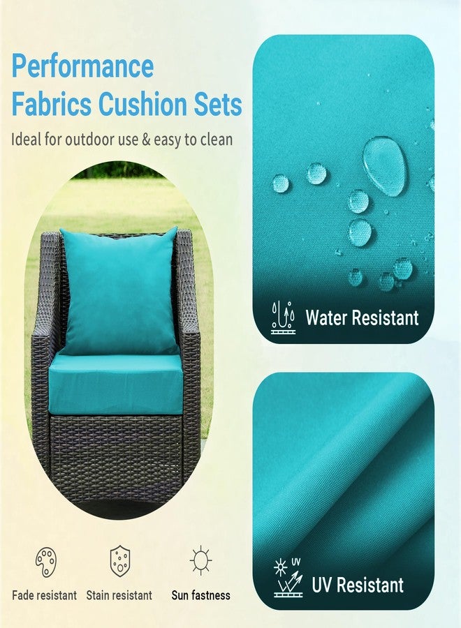 IPYNBAP Outdoor Cushions for Patio Furniture,Outdoor Seat Cushion Set 24 x 24 x 5.75 Inch,Waterproof & Fade Resistant Outdoor Chair Cushions,Deep Patio Chair Cushion with Removable Cover,Teal - Image 3