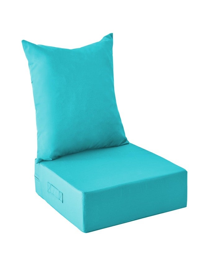 IPYNBAP Outdoor Cushions for Patio Furniture,Outdoor Seat Cushion Set 24 x 24 x 5.75 Inch,Waterproof & Fade Resistant Outdoor Chair Cushions,Deep Patio Chair Cushion with Removable Cover,Teal - Image 1