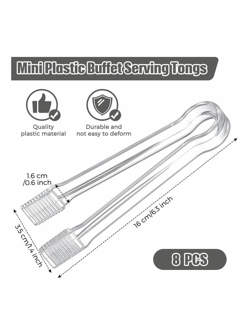 Y&D Plastic Buffet Serving Tongs, 8 Pcs Mini Clear Kitchen Tongs 6.3 Inch Small Ice for Tea and Coffee, Party Catering, Appetizers, Salad, Desserts, Sandwich, Barbecue - Image 2