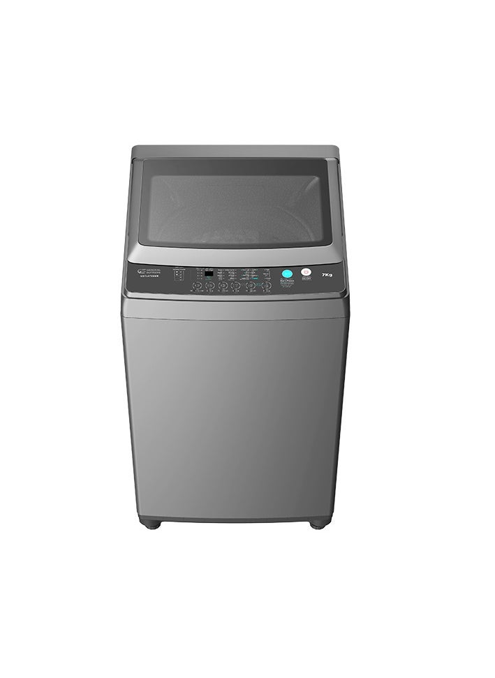 GENERAL SUPREME General Supreme Washing Machine Automatic Top Load 7 KG, 8 Programs, Dark Silver,GSTL07V8SM  - Image 1