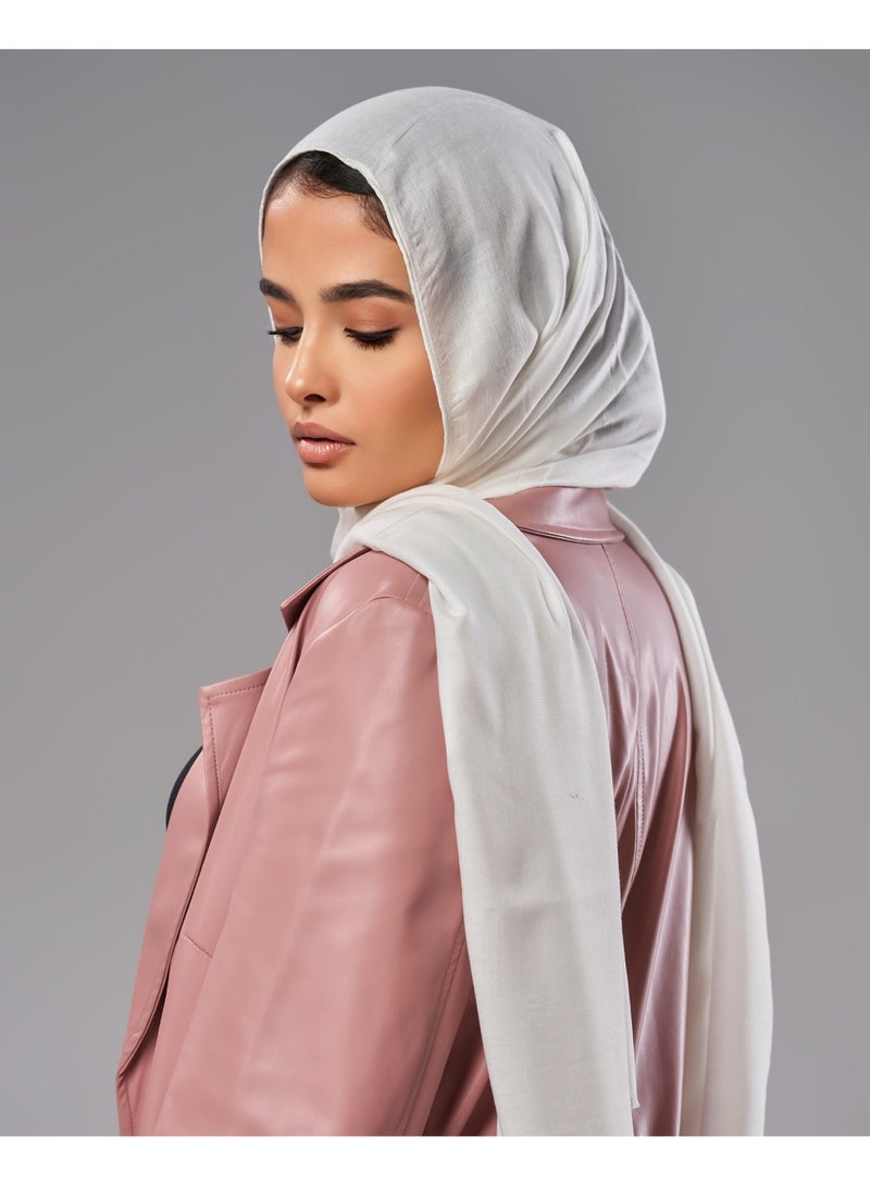 Lavezzi Breathable Cotton Modal Hijab Scarf For Women - Women Solid Color Head Scarf Wrap - Offwhite - Image 5