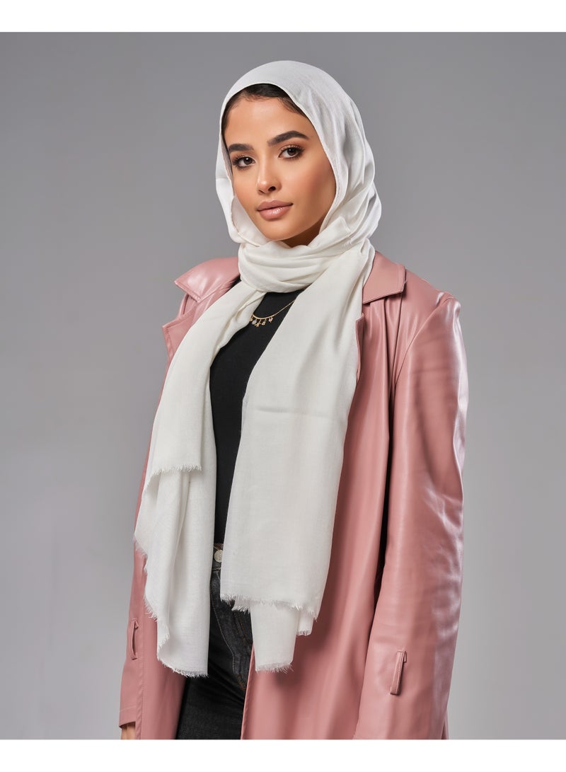 Lavezzi Breathable Cotton Modal Hijab Scarf For Women - Women Solid Color Head Scarf Wrap - Offwhite - Image 2