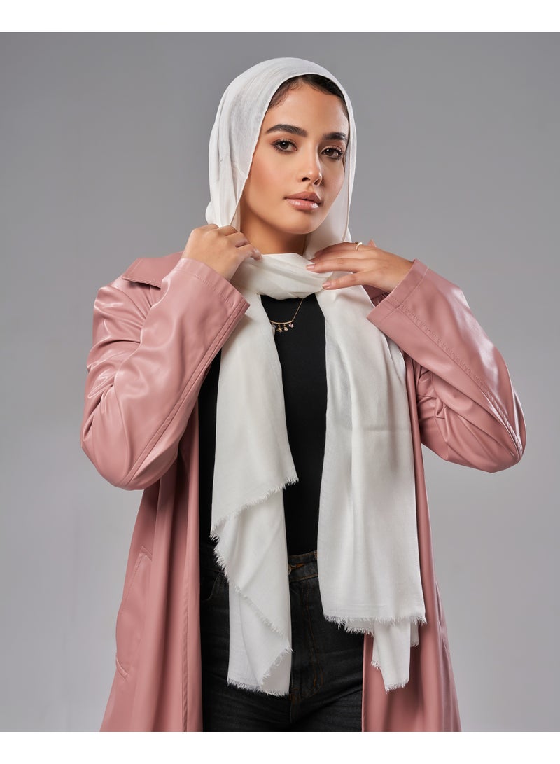 Lavezzi Breathable Cotton Modal Hijab Scarf For Women - Women Solid Color Head Scarf Wrap - Offwhite - Image 4