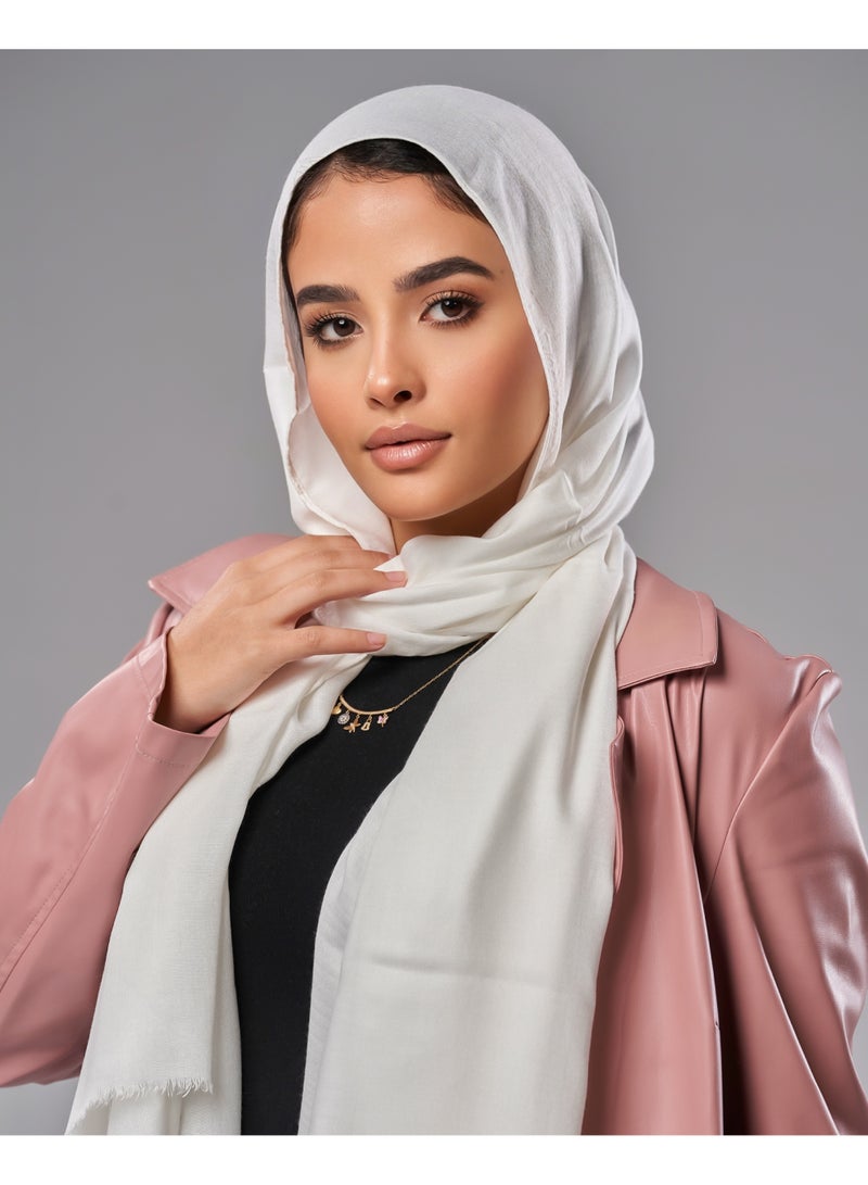 Lavezzi Breathable Cotton Modal Hijab Scarf For Women - Women Solid Color Head Scarf Wrap - Offwhite - Image 3
