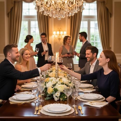 supernal 100PCS Gold Scalloped Plastic Plates -White and Gold Disposable Plates for Party Wedding -Include 50PCS 10.25inch Dinner Plate,50PCS 7.5inch Gold Dessert/Salad Plate for Birthday - Image 2
