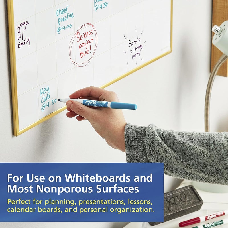 Expo Low Odor Dry Erase Marker Set With White Board Eraser And Cleaner Fine Tip Dry Erase Markers Assorted Colors, 7 Piece Set With Whiteboard Cleaner - Image 4