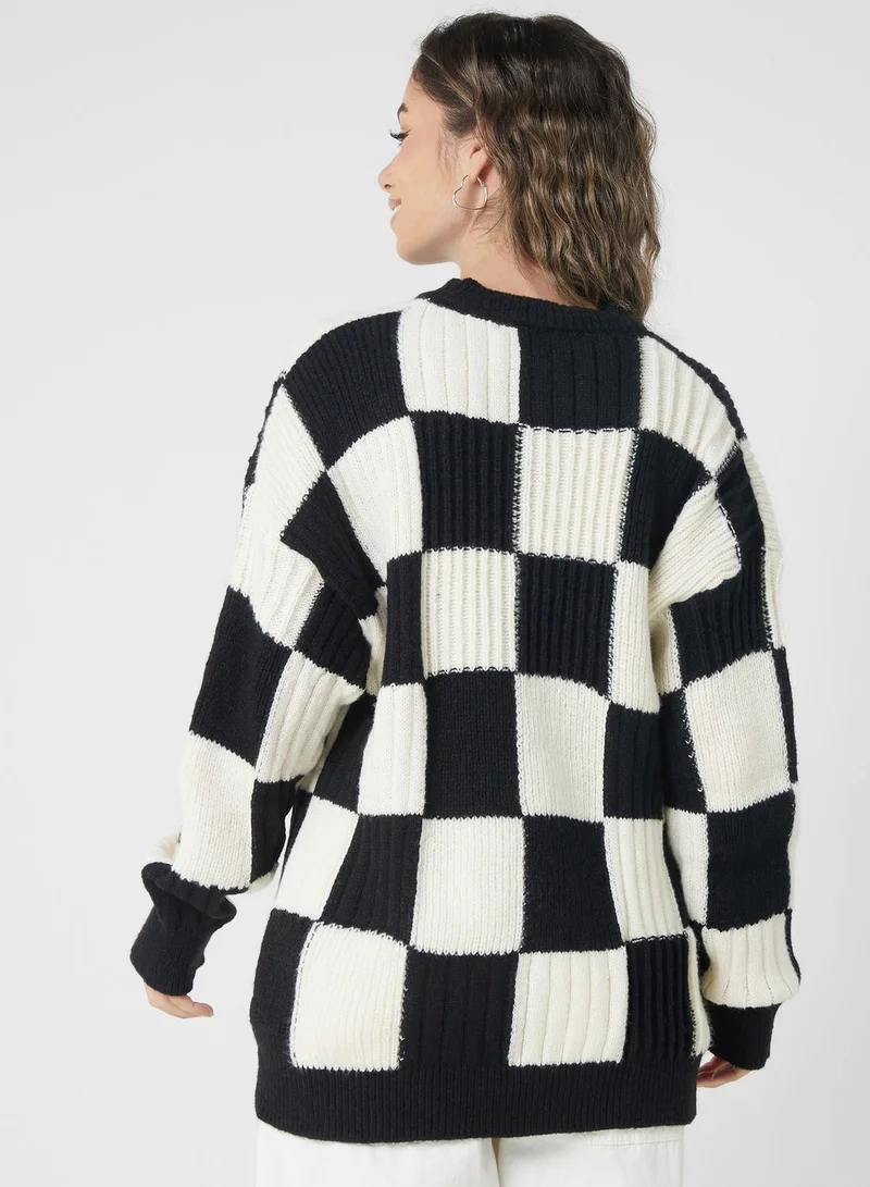 Ginger Check Print Sweater