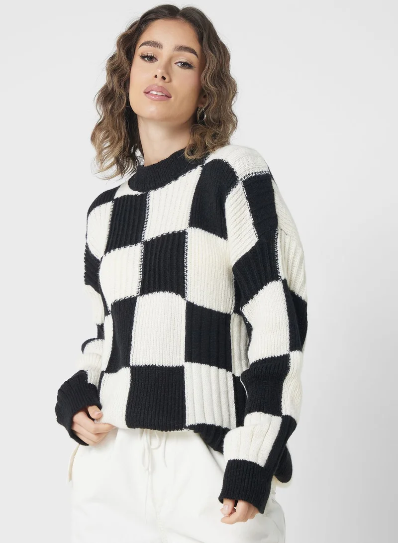 Ginger Check Print Sweater