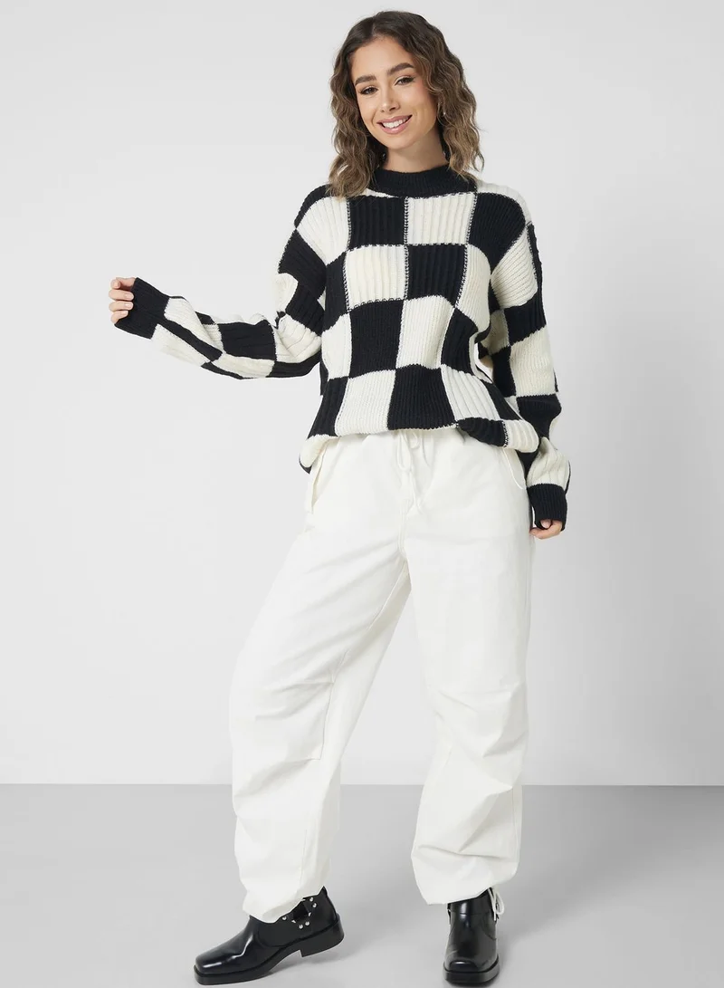Ginger Check Print Sweater