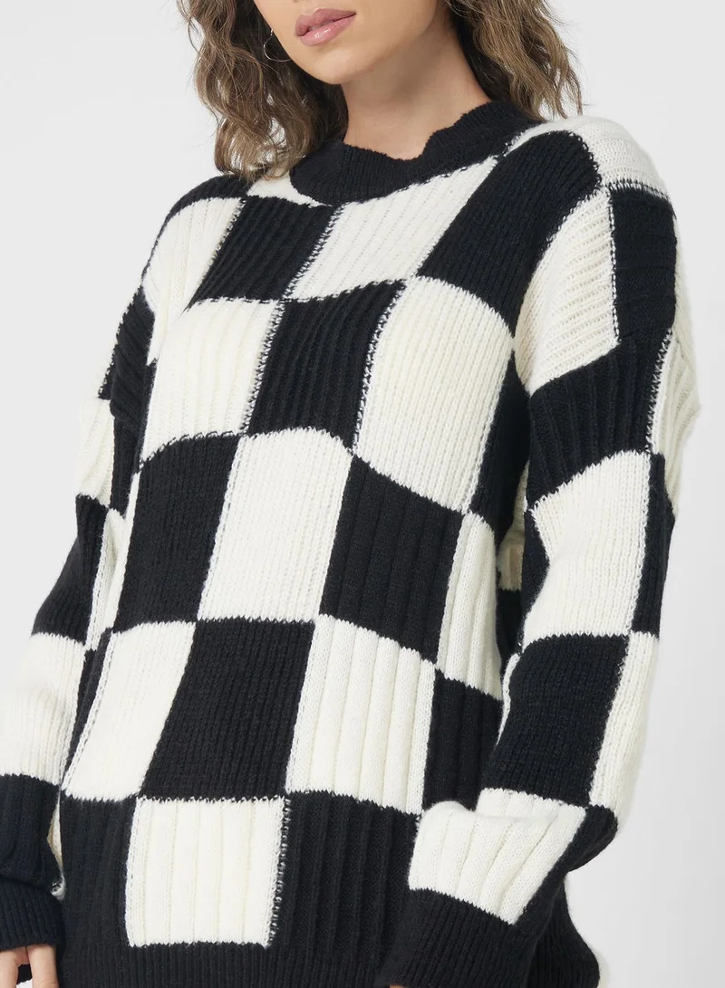 Ginger Check Print Sweater