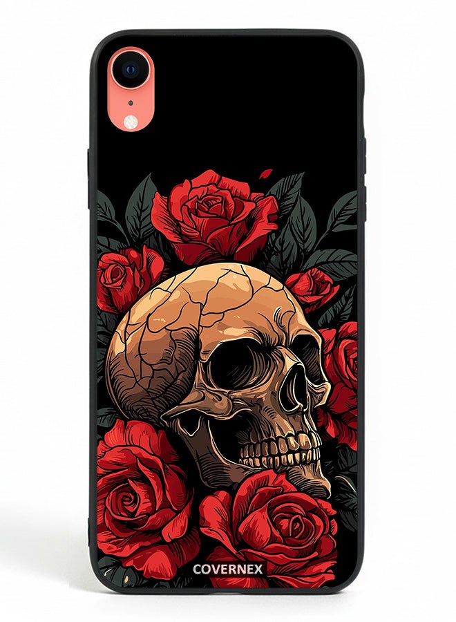 Covernex Apple iPhone XR Protective Case Cover Printed Featuring Gothic with Roses Illustration - Image 2