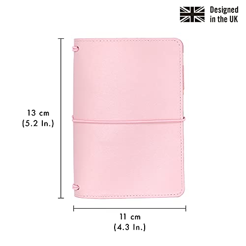 Pukka Pad, Carpe Diem A6 Notebook Cover and Passport Holder - 5.2 x 4.3 in - Features 4 Elastic Note Pad Holders, 2 Inside Pockets, Business Card Slot, and Pen Holder - Ballerina Pink - Image 2