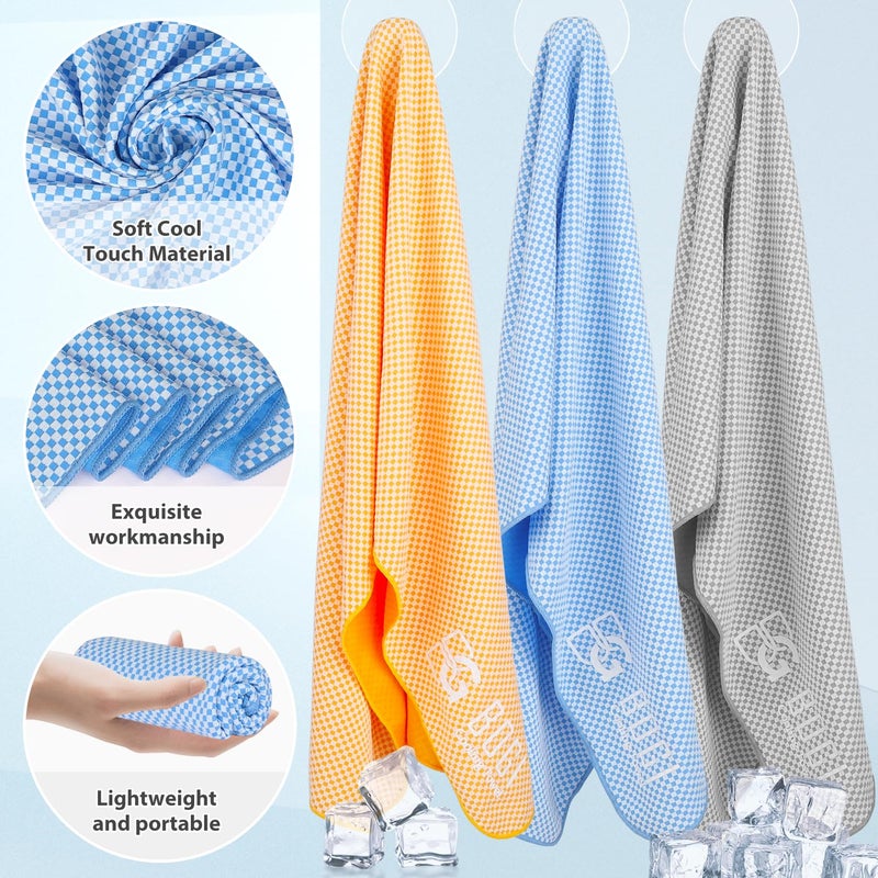 BOGI 2 Pack Cooling Towel, Cooling Towels for Neck and Face-40"x12"- Ice Towel for Instant Cooling, Soft Breathable Chilly Towel, Stay Cool for Yoga, Sport, Gym, Camping & More Activities(Blue+Grey) - Image 3