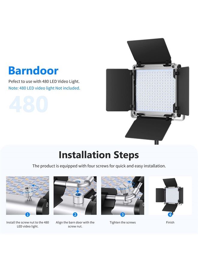 Neewer Professional LED Video Light Barn Door for Neewer 480 LED Light Panel 4.5x6.9 Inches/11.5x17.5 cm, Solid Metal Construction (Only Barndoor Included) - Image 2