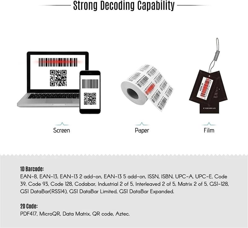 Barcode Scanner Bar Code Scanner Handheld Wireless 1D 2D Auto Image Barcode Scanner (Size : 17.1x9.7x7.1cm) for Supermarket, Convenience Store, Warehouse - Image 2