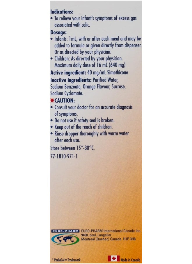 Pediacol Antiflatulent orange Flavor Drop 40 mg 50 ml  - Image 3