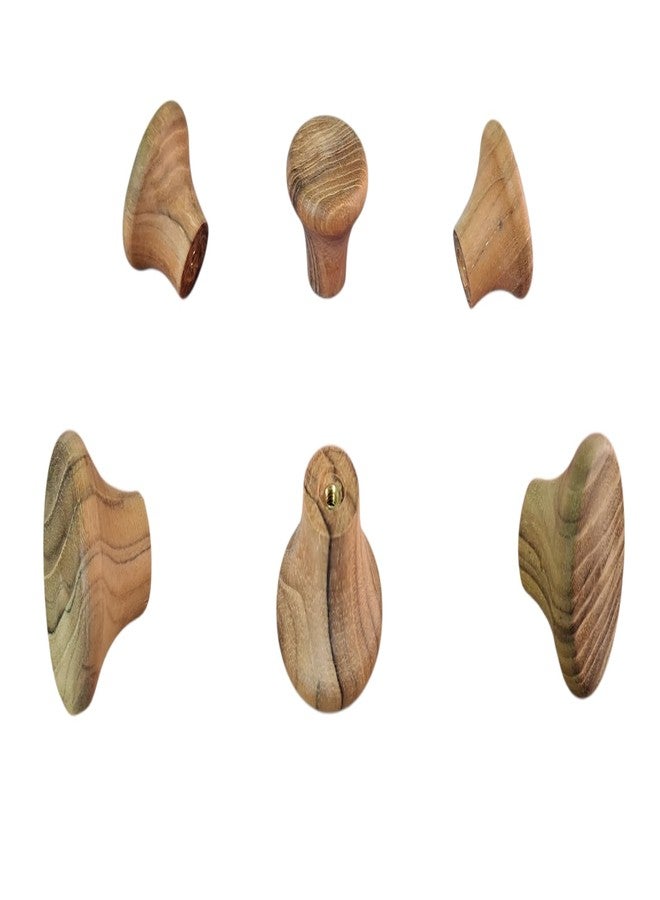 CURIOFACT Teakwood Drawer Knobs, Wardrobe Handles, Loft Handle, Kitchen Pull Handles, Cabinet Wooden Knobs, Raw/Ready to Polish, Pack of 6 (Mushroom) - Image 1