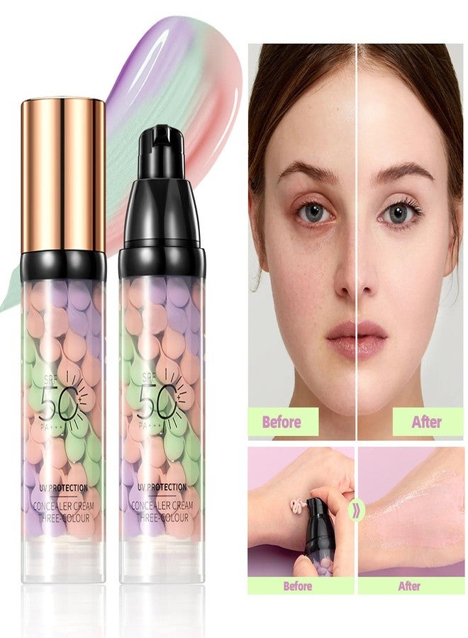 LuckNest 3 In 1Primer for Face Before Makeup, 2 Packs Sunscreen Isolation Cream SPF 50 PA+, One Step Color Corector Primer Facial Serum, Even Skin Tone Oil Control & Moisturizing Radiance Skin - Image 2