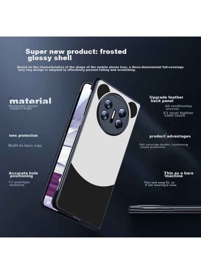 كيكل Keklle غطاء هاتف لـ Huawei Mate X5، غطاء وقائي لـ Huawei Foldable Screen Phone Mate X5/x3/collector's Edition، غطاء مقاوم للصدمات رقيق للغاية للأعمال بملمس صقيل ومطلي ضد السقوط مع أذن باندا - Image 1