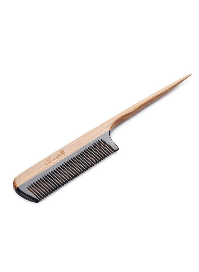 Breezelike (Buffalo Horn Teeth and Sandalwood Handle) - Hair Combs - Fine Tooth Detangling Wooden Tail Comb - No Static Natural Sandalwood Buffalo Horn Comb for Women - Image 2