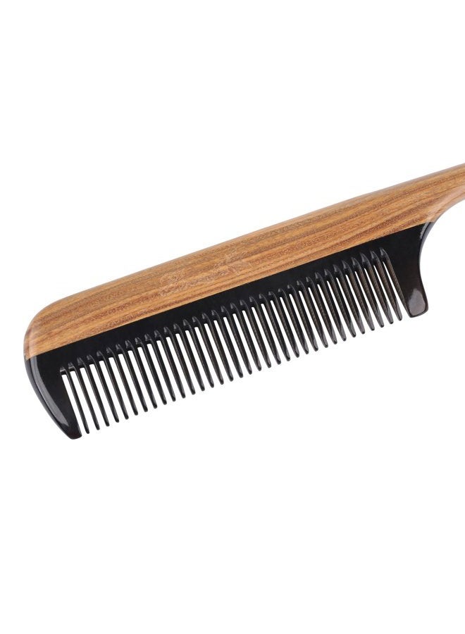 Breezelike (Buffalo Horn Teeth and Sandalwood Handle) - Hair Combs - Fine Tooth Detangling Wooden Tail Comb - No Static Natural Sandalwood Buffalo Horn Comb for Women - Image 4