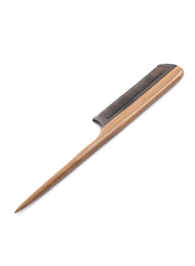 Breezelike (Buffalo Horn Teeth and Sandalwood Handle) - Hair Combs - Fine Tooth Detangling Wooden Tail Comb - No Static Natural Sandalwood Buffalo Horn Comb for Women - Image 3