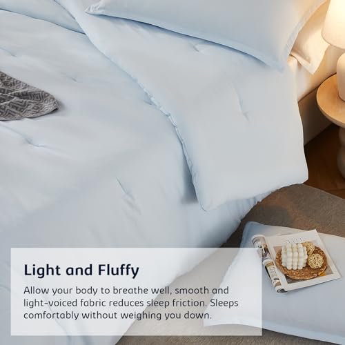 Quataly Queen Comforter Sets SkyBlue,3PCS Soft Lightweight Breathable Bedding Comforter Sets for All Season, Queen Size(90''×90'' Comforter & 2 Pillowcases) - Image 5