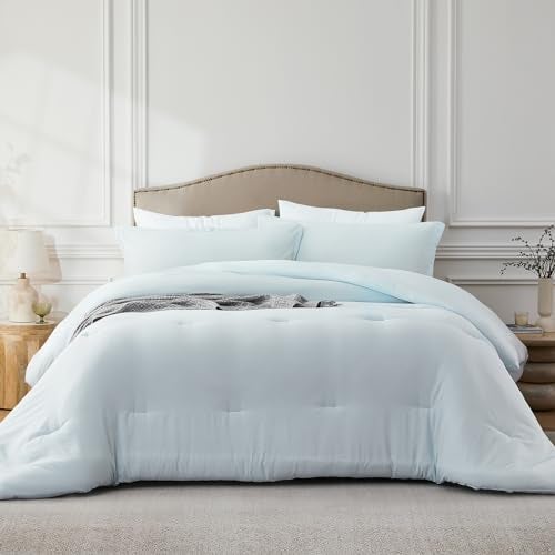 Quataly Queen Comforter Sets SkyBlue,3PCS Soft Lightweight Breathable Bedding Comforter Sets for All Season, Queen Size(90''×90'' Comforter & 2 Pillowcases) - Image 2