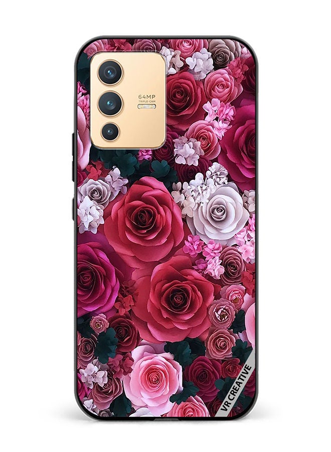 VR CREATIVE Protective Case Cover For Vivo V23 5G Rose Flower Design Multicolour - Image 1