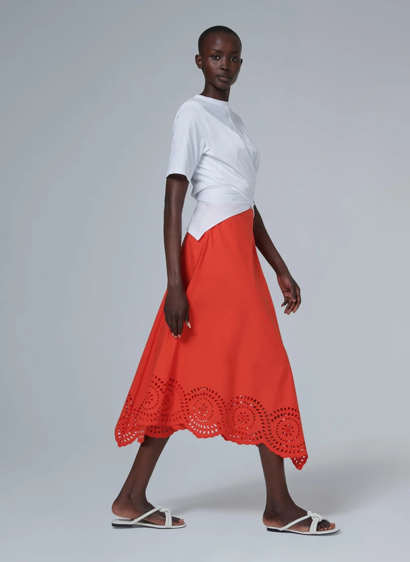 leem  Broderie Anglaise Skirt - Shorter length for Women | Best Price UAE