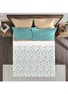 Trident Trident Bedsheet for Double Bed, 210 TC 100% Cotton bedsheet Set (1 King Bedsheet and 2 Standard Pillow Covers) Super Soft, House of Bloom Collection-Flora Impression  - Image 3