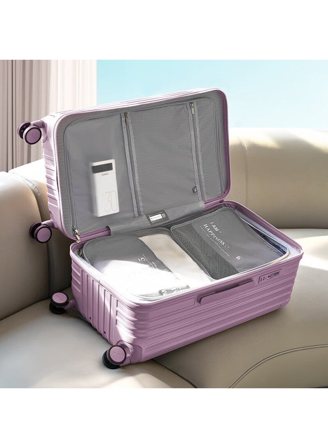 Oiwas Grand Traveler Series Luggage Men's Trolley Case Women's Large Capacity Travel Suitcase 20-inch 30/70 Split Checked Purple