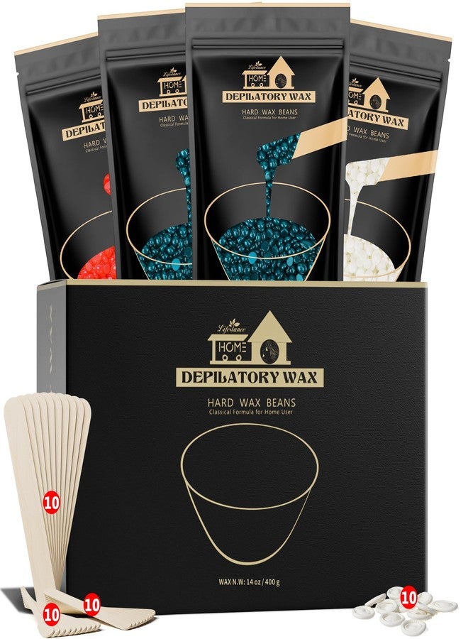 Lifestance Wax Beads Set, 4 Kinds of Waxing Beads, Hard Wax Beans with 44 Items, Perfect for Any Waxing Warmers for Hair Removal for Brazilian Bikini, Face, Armpit - Image 1