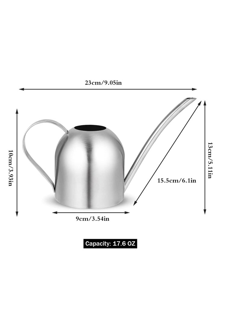 SYOSI Stainless Steel Watering Can, Long Spout for No Spillage, Ornate Metal Long Spout Bonsai Mini Watering Can, Water Can for Succulent Bonsai Garden Flower, Watering Pot for Indoor/Outdoor Plants 500ML  - Image 2