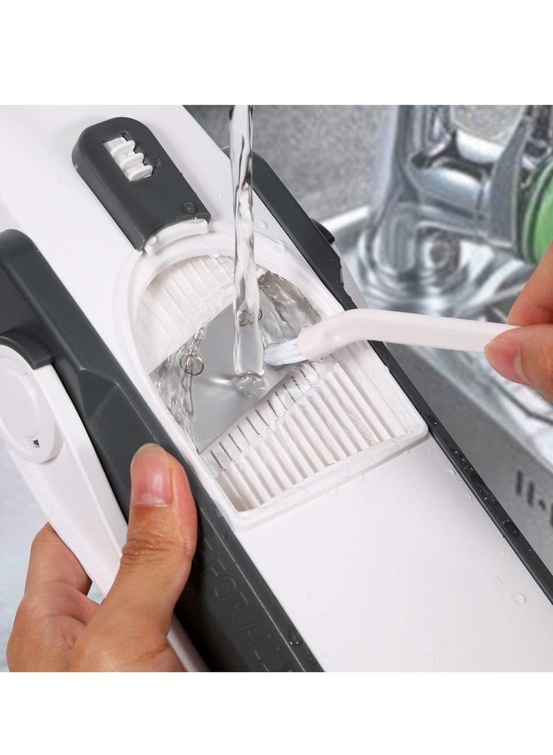 عربست قطاعة خضروات ماندولين آمنة 5 في 1 قطاعة خضروات 5 في 1 قطاعة بطاطس للطعام، قطاعة بطاطس جوليان للتقطيع، قطاعة جوليان للتقطيع بسماكة قابلة للتعديل 0.1-8 ملم تحفة فنية للتقطيع في المطبخ لتحضير الوجبات بسرعة (رمادي) - Image 2