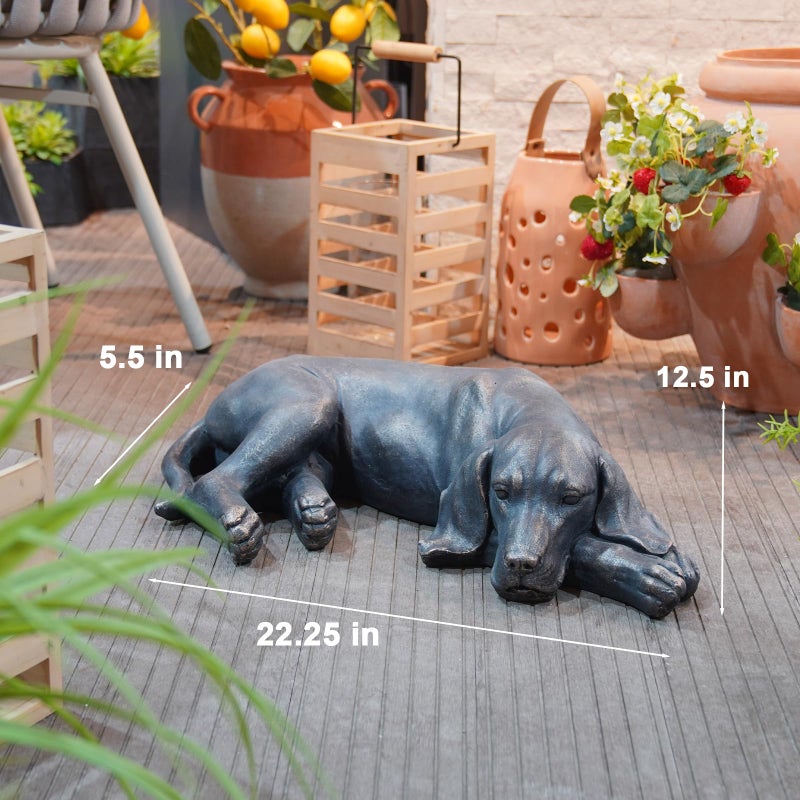 LC LCdecohome Garden Statue Outdoor Decorations Dog-Figurine - Sleeping Dog Sculptures Resin Sculpture for Patio Lawn Yard Porch Ornament Garden Gift 22.25 * 12.5 * 5.5 - Image 5