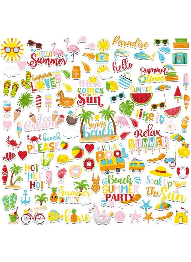 Leinuosen 100 Pcs Summer Themed Paper Die Cuts Cardstock Scrapbook Die Cuts Scrapbooking Summer Cut Outs Beach Scrapbook Embellishments For Summer Bulletin Board Decorations Diy Craft Making Supplies  - Image 1